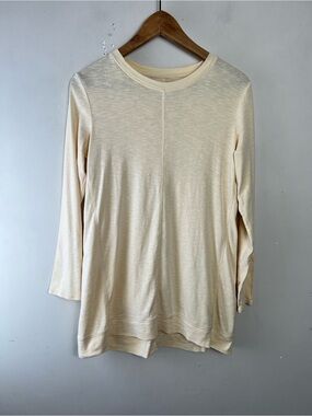 J.Jill "Ellipitical" 100% Pima Cotton Slub Knit Tunic Butter Yellow Shirt Small